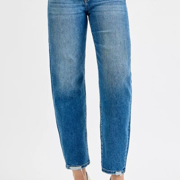 RISEN Tummy Control High Rise Ankle Slim Barrel Jeans - Picture 7 of 7